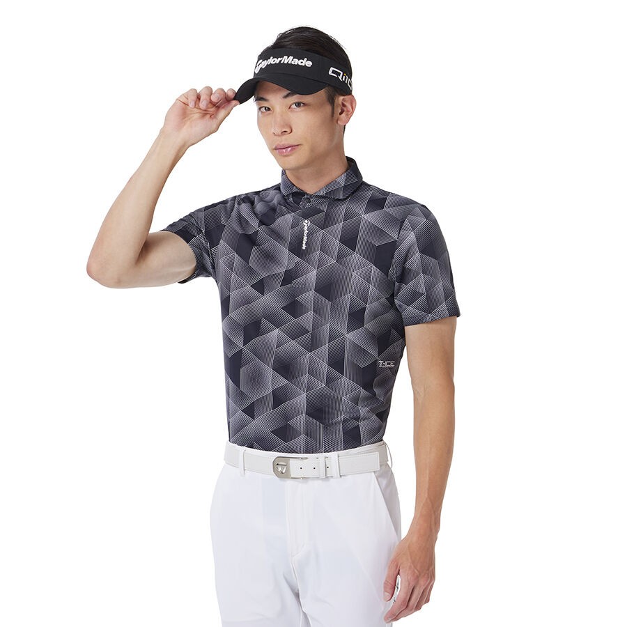 TaylorMade-TOUR T-ICE 線條短袖POLO衫-黑灰-L