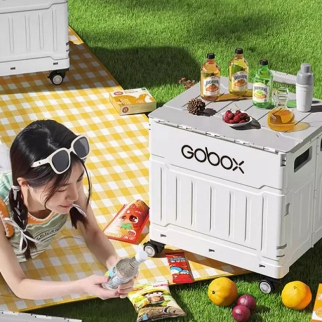 (台中店)【2024母親節】 GoBox斜拉式摺疊購物箱-75L四輪大號