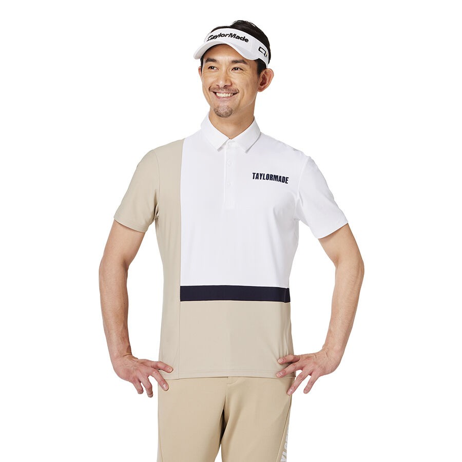 TaylorMade-CLUB 不對稱色塊短袖POLO衫-米白-LL