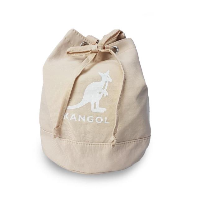 KANGOL - 英國袋鼠經典粉嫩馬卡色手提肩背束口水桶包(杏奶色)