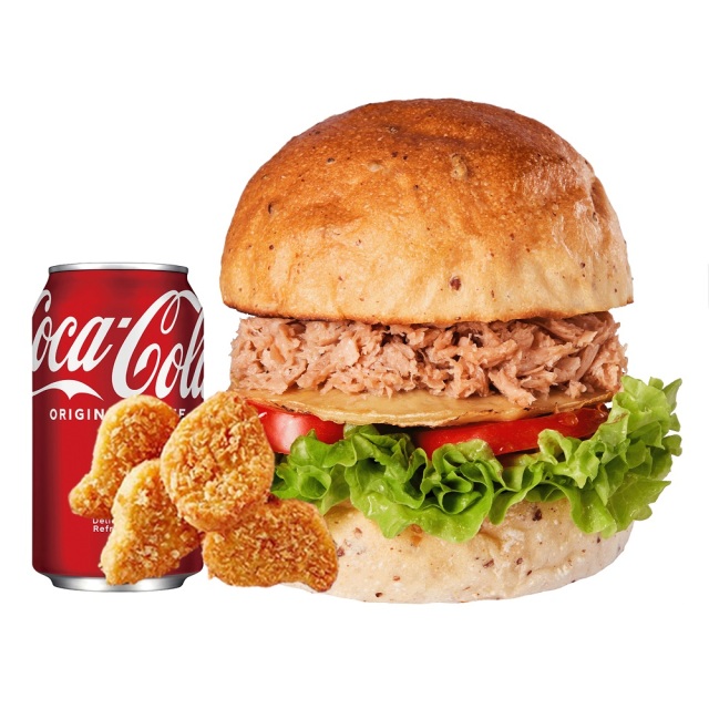【美麗市場】悅素漢堡純素-鮪魚旦旦堡(套餐)