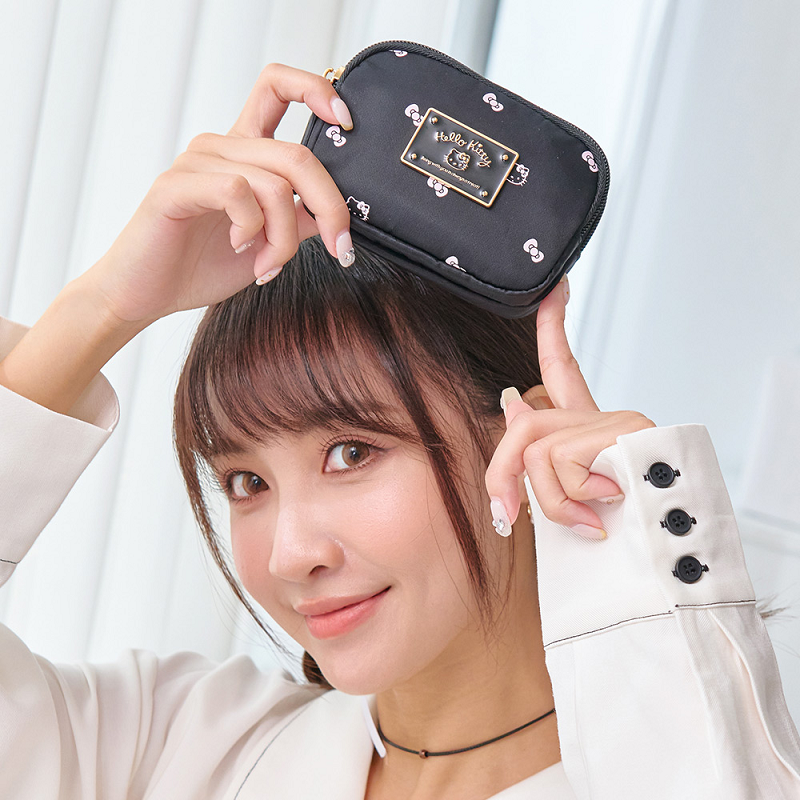 【kiki STUDIO】優雅凱蒂-雙層零錢包-黑